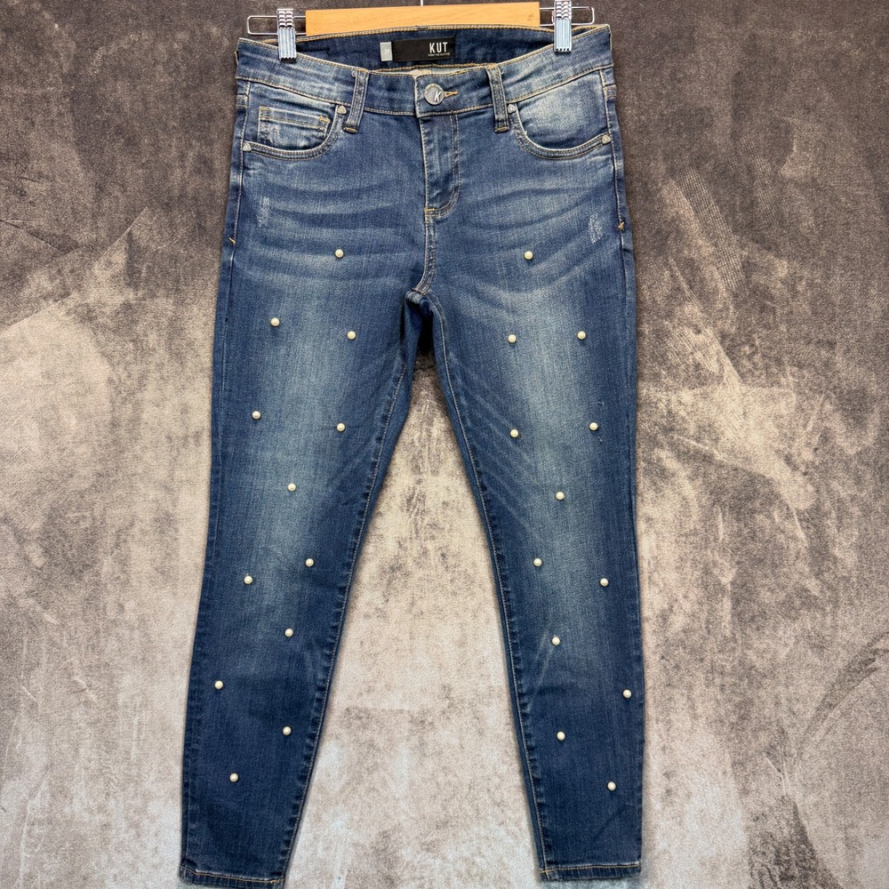 Kut From The Kloth Jeans Womens 2P Blue Cotton Brigitte Ankle Skinny Pearl Denim